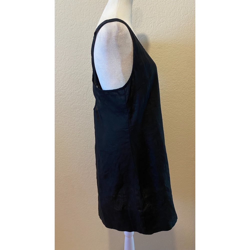 Madewell Black Linen Short Dress Sz 8 Cross Back Beach Swim Cover Minimalist NWT - Picture 2 of 9